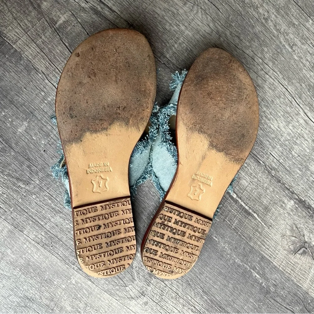 Mystique Crisscross Denim Slides Size 7